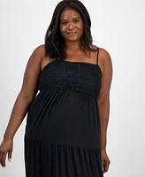 Derek Heart Trendy Plus Embroidered Lace Trim Sleeveless Maxi Dress