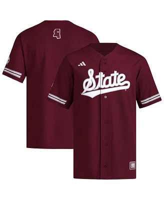 Adidas Men's Maroon Mississippi State Bulldogs Reversible Retro Full-Button Baseball Jersey