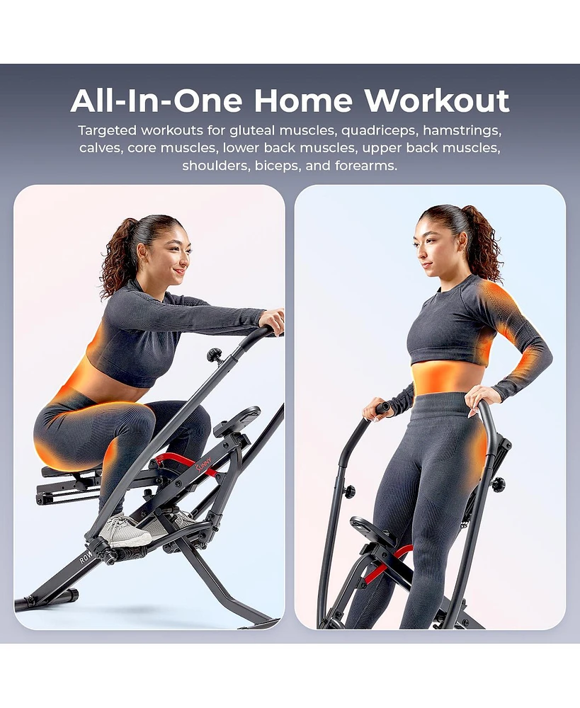 Sunny Health & Fitness Smart Full Motion Upright Row-n-Ride Squat Assist Trainer Machine