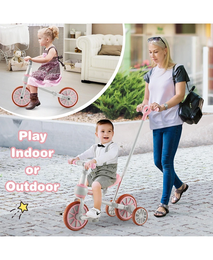 Costway Toddler 4 in 1 Tricycles with Push Handle & Training Wheels Balance Bike
