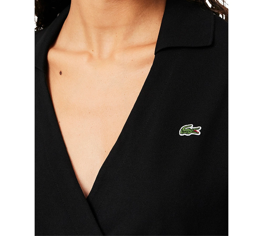 Lacoste Usa Women's Collared Short-Sleeve Wrap Top