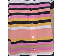 Karl Lagerfeld Paris Women's Conversational Striped Camp Shirt