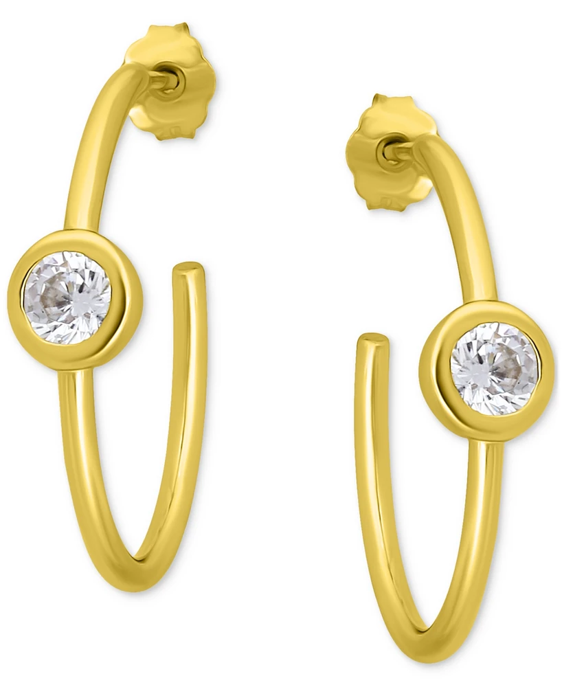 Giani Bernini Cubic Zirconia Bezel Small Hoop Earrings, 0.78", Exclusively at Macy's