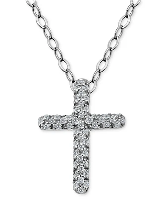 Giani Bernini Cubic Zirconia Cross Pendant Necklace, 16" + 2" extender, Exclusively at Macy's