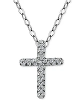 Giani Bernini Cubic Zirconia Cross Pendant Necklace, 16" + 2" extender, Exclusively at Macy's