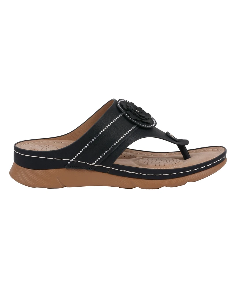 Gc Shoes Women's Vickie Flower Thong Flat Sandals