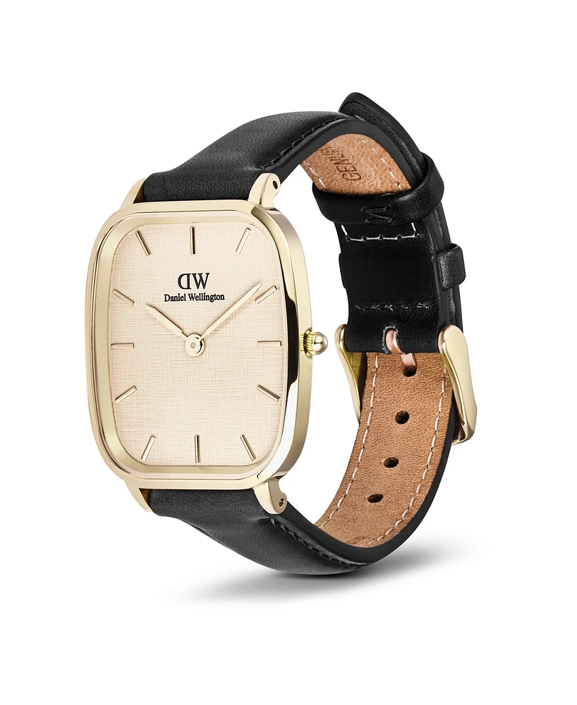 Daniel Wellington Men's Analog Black Genuine Leather Watch, 32mm