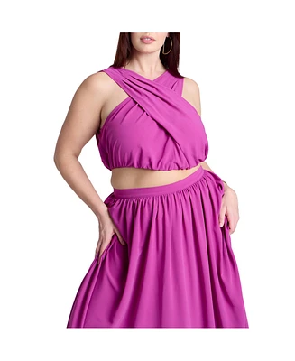 Eloquii Women's Shirred Wrap Crop Top