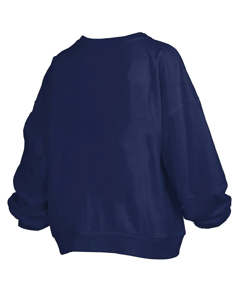 Pressbox Women's Navy Auburn Tigers Janise Arch Over Logo Waist Length Oversized Pullover Sweatshirt