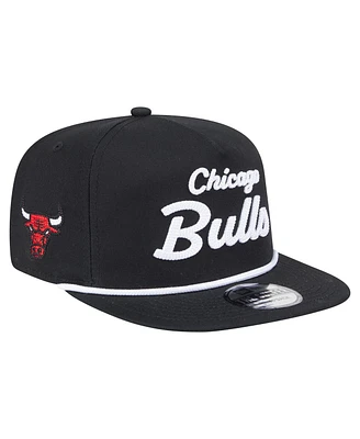 New Era Men's Black Chicago Bulls Team Text Golfer Snapback Hat