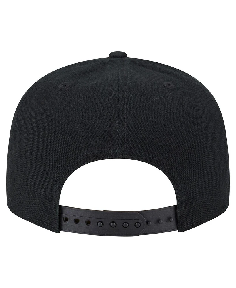 New Era Men's Black San Antonio Spurs Adventure Canvas Split Panel 9FIFTY Snapback Hat