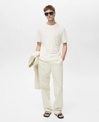 Mango Men's Regular-Fit Pleated Cotton-Linen Jeans