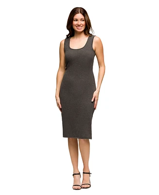 24seven Comfort Apparel Women's Fitted Sleeveless Side Slit Dress