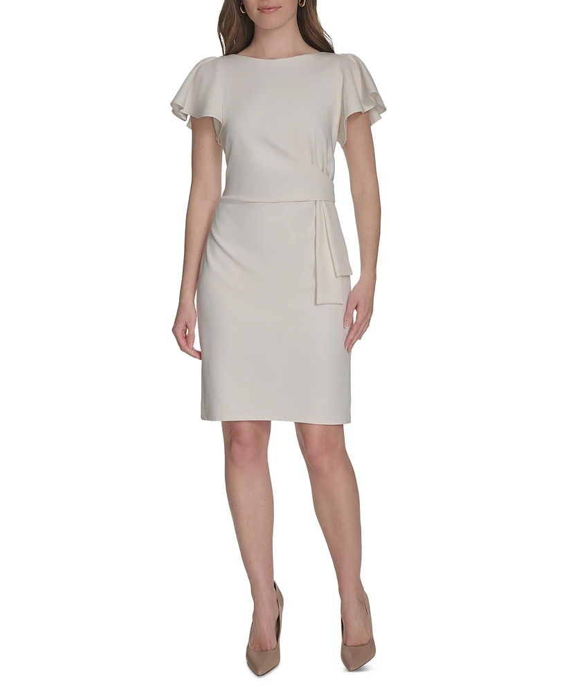 Tommy Hilfiger Women's Flutter-Sleeve Side-Drape Dress