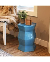 Moderno Geometric Ceramic Decorative Garden Stool - 17.25"