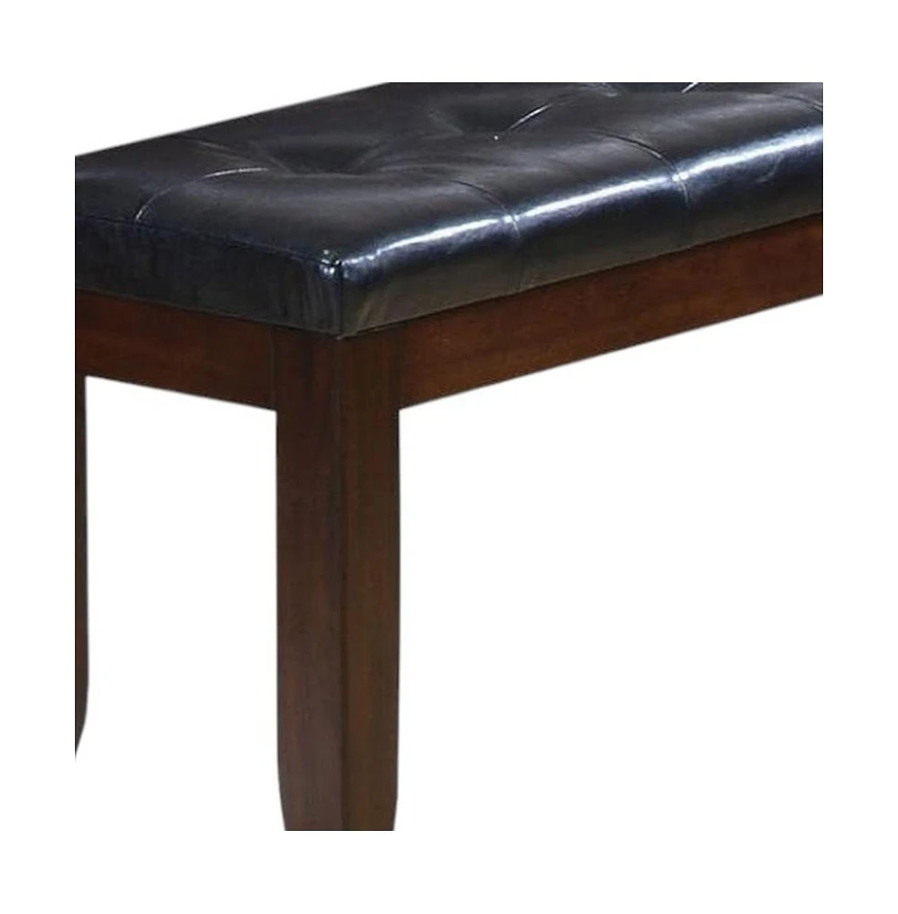 Contemporary Upholstered Faux Leather Bench with Cushion