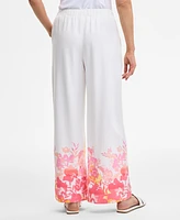 Jm Collection Women's Linen-Blend Printed Pants, Exclusively at Macy's