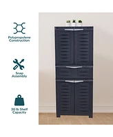 Plastic Storage Cabinet with 2 Adjustable Shelves and 1 Drawer - 57"