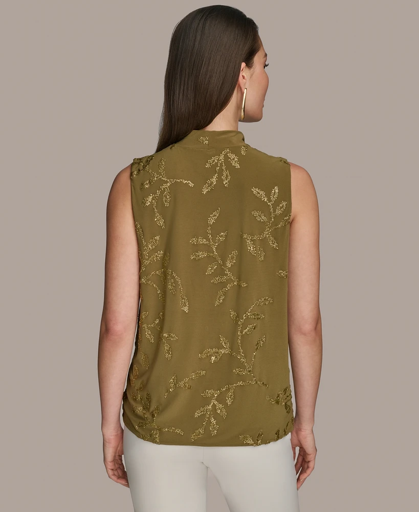 Donna Karan New York Women's Sleeveless Embellished Cowlneck Blouse