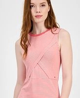 Tommy Hilfiger Women's Striped Crossover Midi Dress