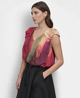 Dkny Women's Rumpled Abstract-Print Blouse