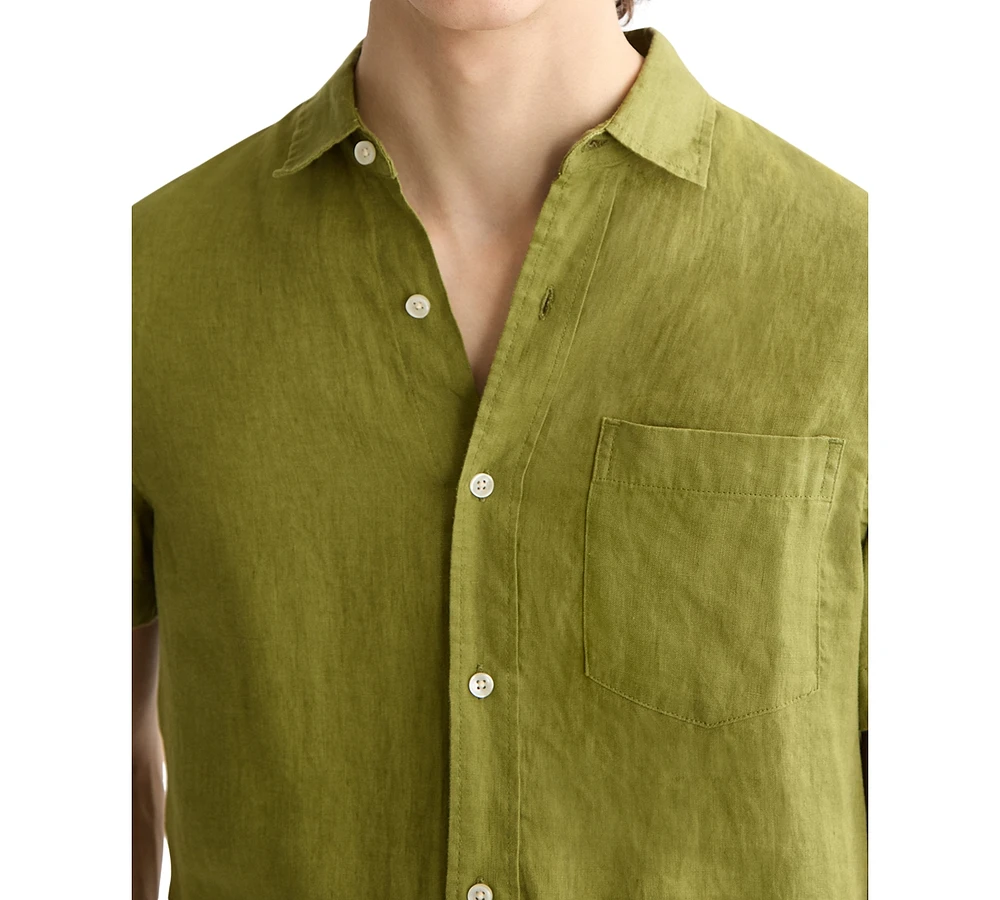 Scotch & Soda Men's Relaxed Fit Short Sleeve Linen Button-Front Shirt