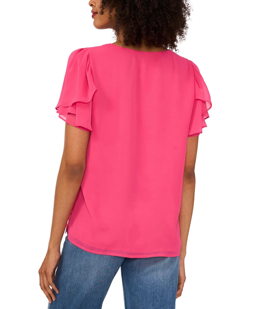 Vince Camuto Women's V-neck Tulip Sleeve Blouse