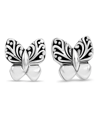 Devata Butterfly Filigree Stud Earrings in Sterling Silver
