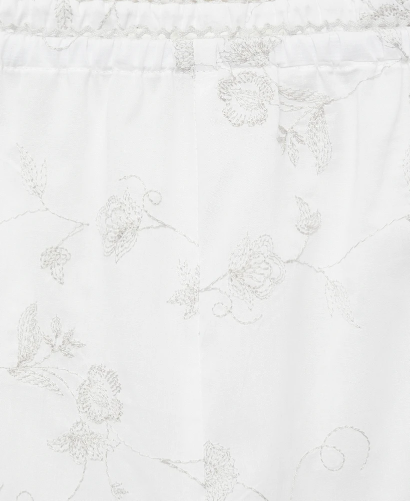 Mango Women's Embroidered Pajama Pants