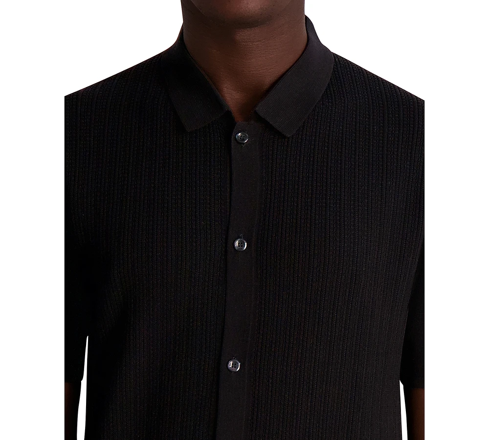 Karl Lagerfeld Paris Men's Knit Cardigan Polo Shirt