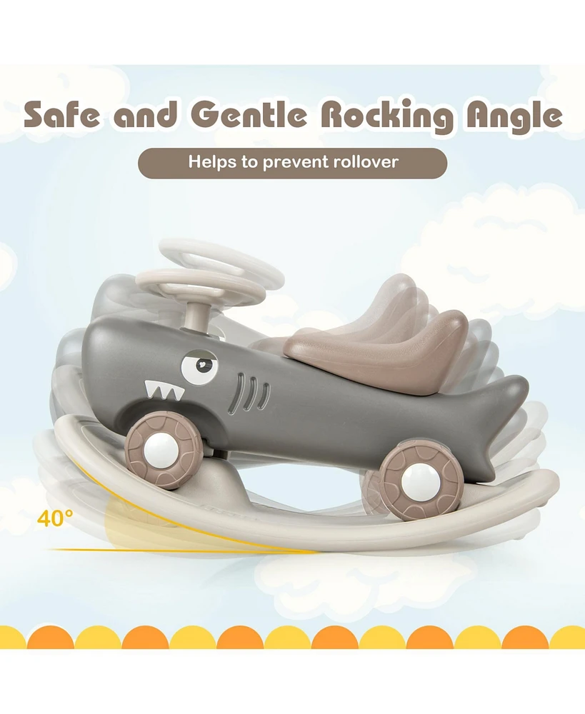 Convertible Rocking Horse and Sliding Car with Detachable Balance Board-Black