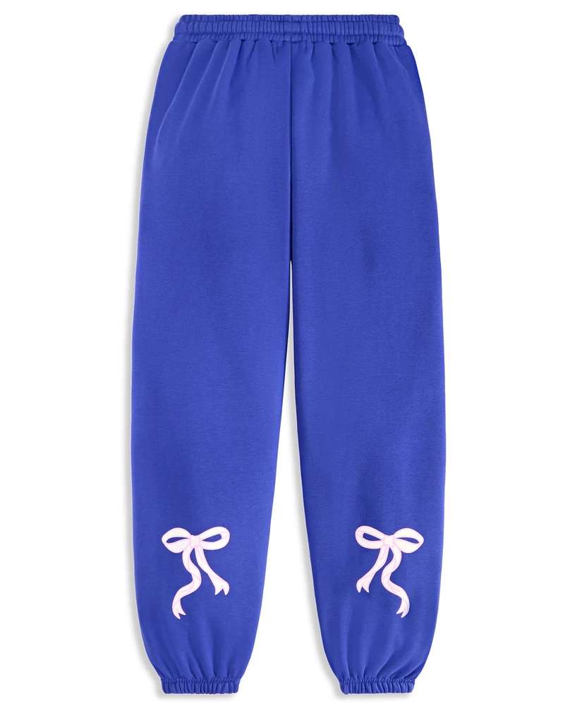 With Jules Big Girls Bow-Graphic Jogger Sweatpants