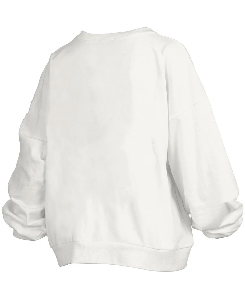 Pressbox Women's White Florida Gators 2025 Ncaa Men's Basketball National Champions Trilogy Janice Oversized Fleece Pullover Sweatshirt