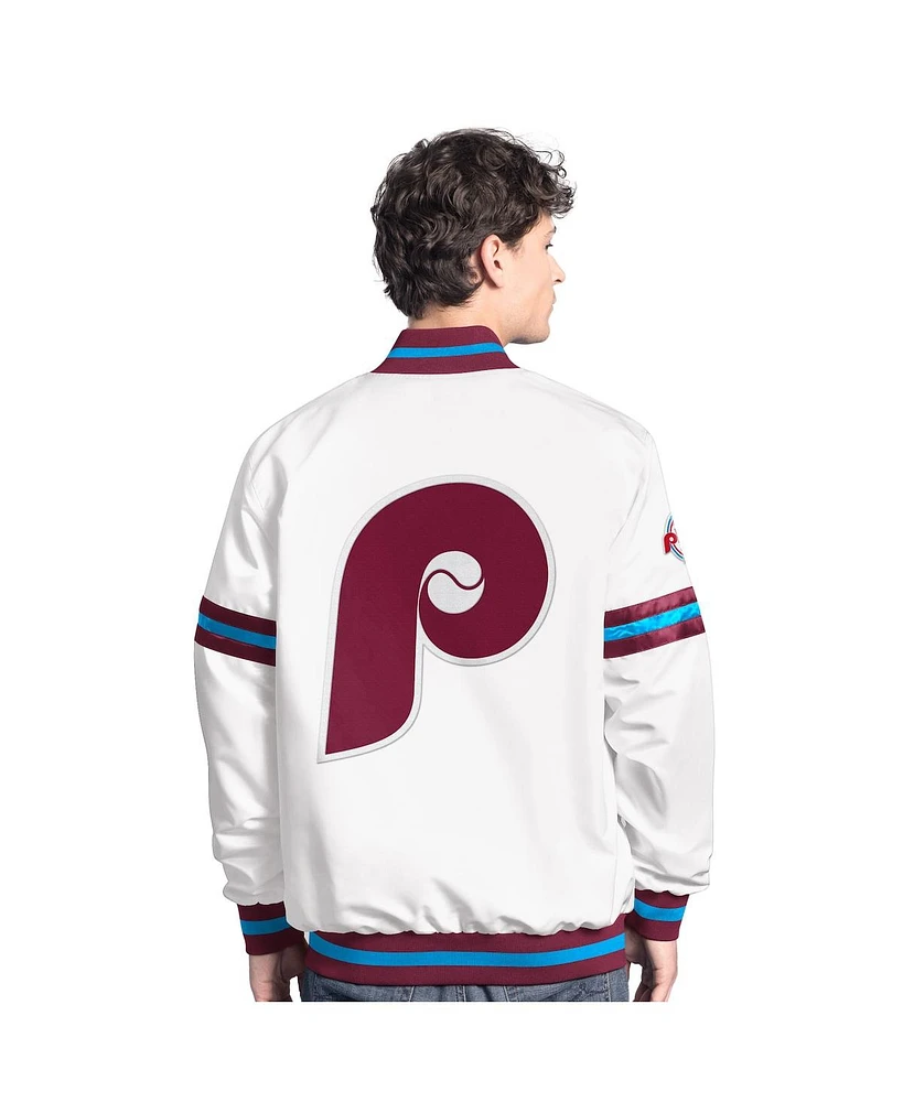 Starter Men's White Philadelphia Phillies Cooperstown Scout Full-Snap Varsity Jacket