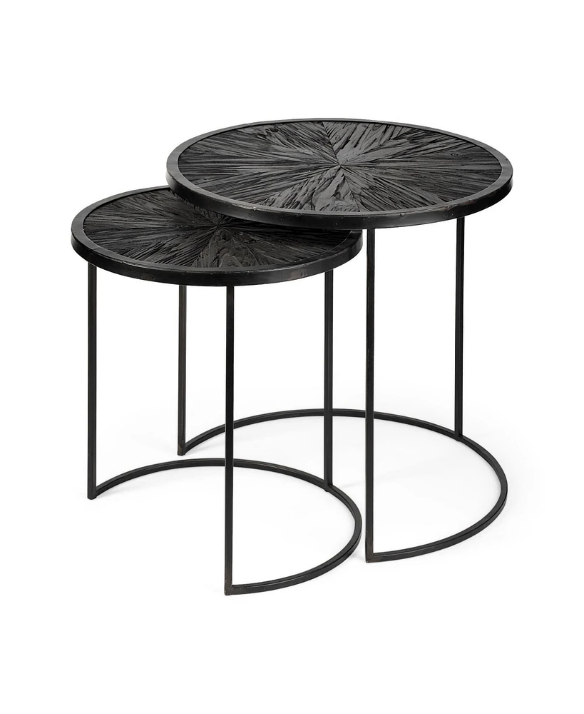 Set of Two 20" Black Round End Table