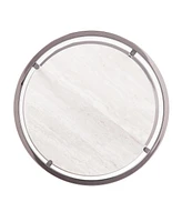 Marble Round End Table with Two Shelves for Living Room or Bedroom