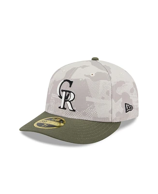 New Era Men's Light Beige/Olive Colorado Rockies 2025 Armed Forces Day Low Profile 59FIFTY Fitted Hat
