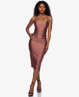Juniors' Ruched Halter Midi Dress