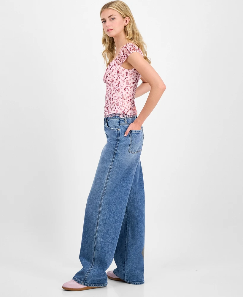 Celebrity Pink Juniors' High Rise Baggy Wide-Leg Curvy Jeans