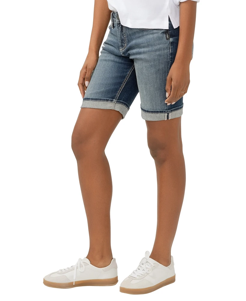 Silver Jeans Co. Women's Suki Mid Rise Curvy Fit Bermuda Shorts