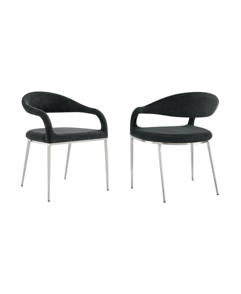 Modern Open Back Upholstered Dining Arm Chairs – Set of 2