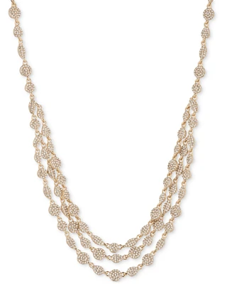Givenchy Gold-Tone Pave Cluster Layered Collar Necklace, 16" + 3" extender