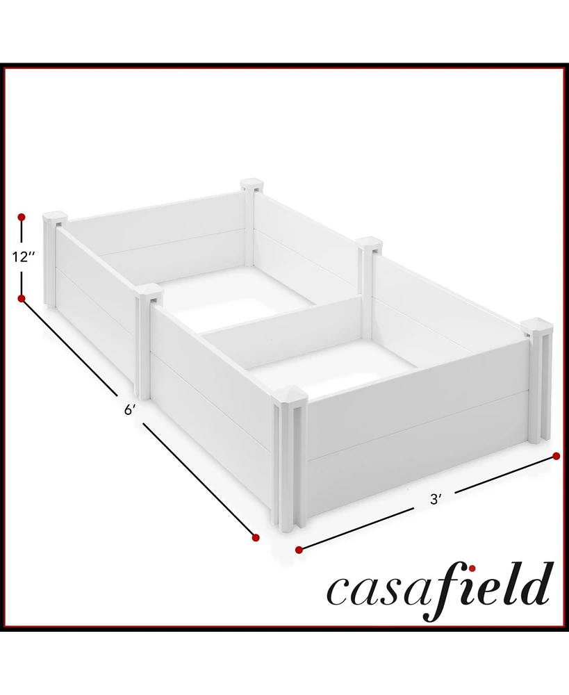 3' x 6' x 12" White Vinyl Raised Garden Bed, Above Ground Planter Box