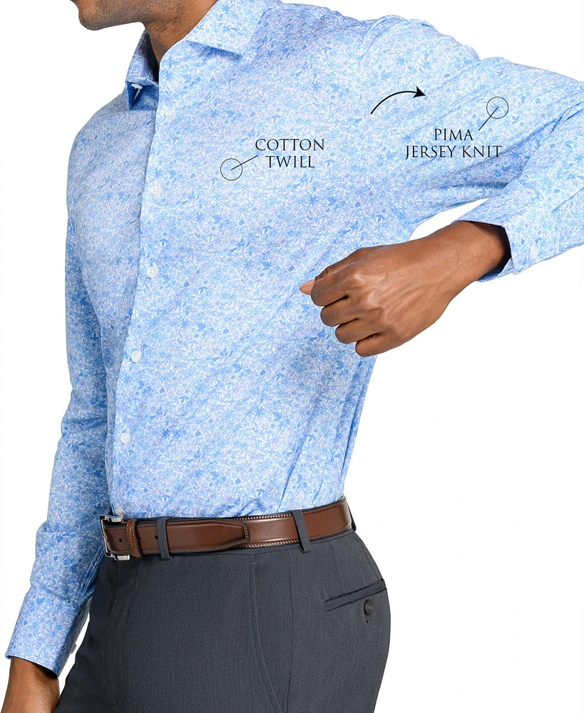 Michelsons Of London Men's Floral Print Hybrid Slim Fit Easy Care Long Sleeve Shirt