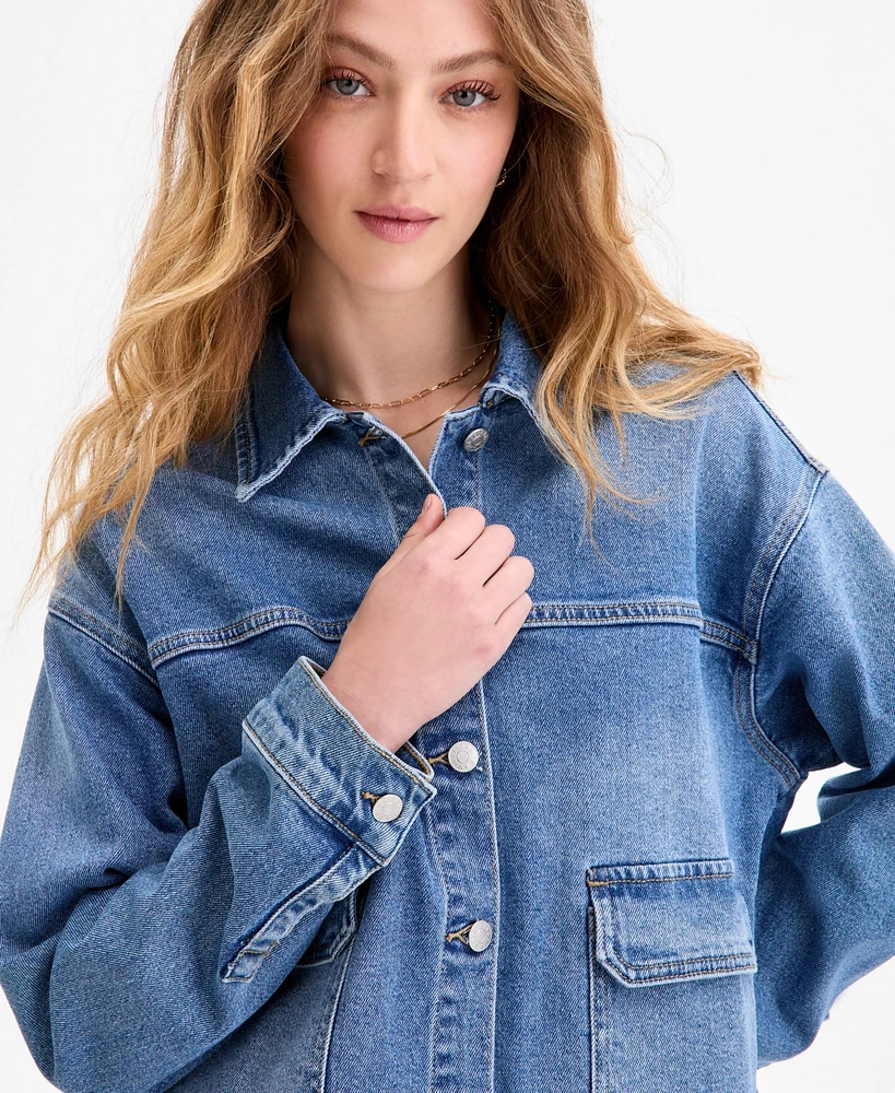 Celebrity Pink Juniors' Oversized Denim Shirt Jacket