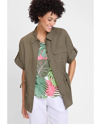 Olsen Women's Camp Shirt Drawstring Waist