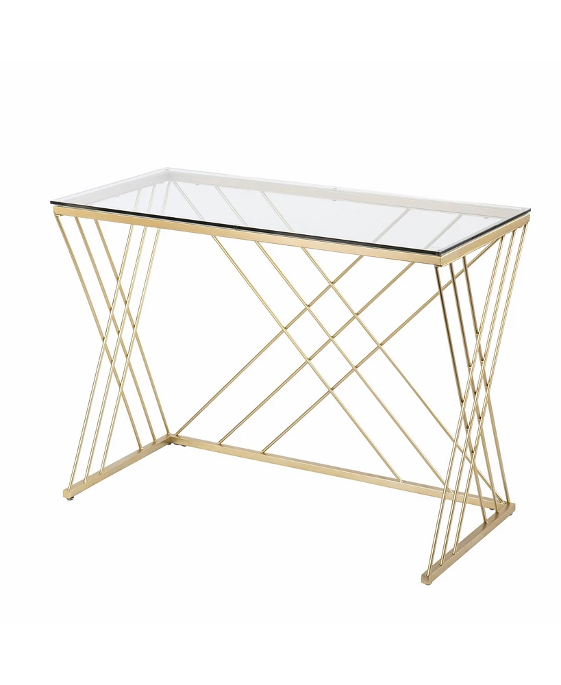40" Clear and Gold Glass Writing Desk