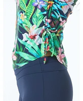 Beach House Sport Emerge Long Sleeve Ruched Zip Front One Piece Swimsuit