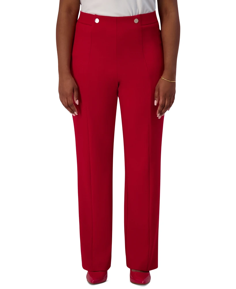Kasper High-Rise Pull-On Rivet Pants, Regular & Plus
