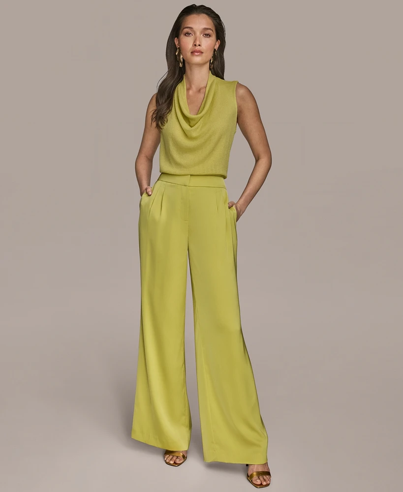Donna Karan New York Women's Satin Wide-Leg Pants, Regular & Petite
